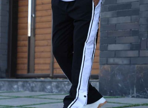 تصویر 1 از شلوار با نوار کناری رنگی با استایل ورزشی و طراحی برجسته